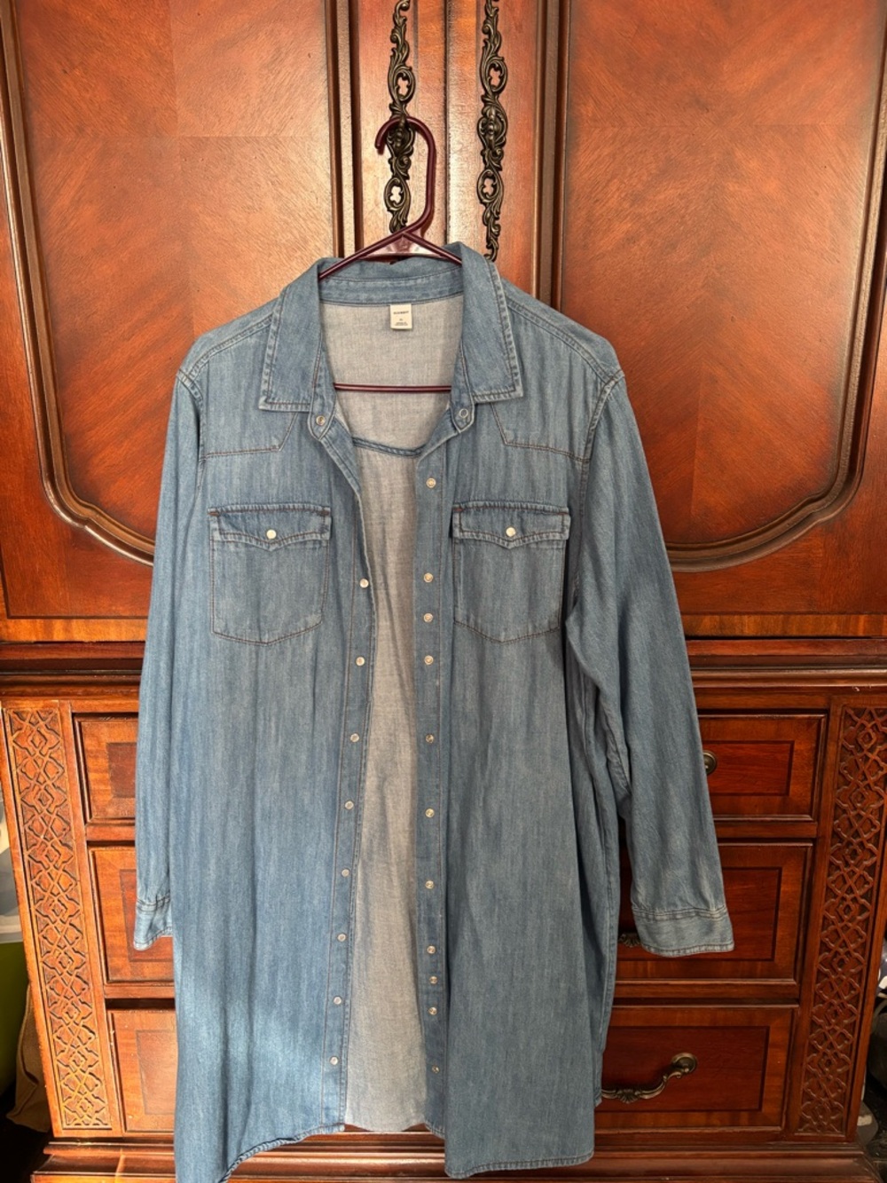 Old Navy Light Blue Denim Long Sleeve Shirt Dress